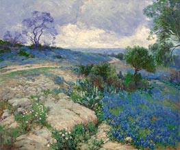 Texas Landschaft mit Blaue Wiesenlupine, n.d. von Julian Onderdonk | Leinwand Kunstdruck