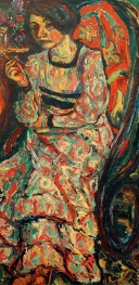 Frau im Schaukelstuhl (Emmi Frisch), 1908 von Ernst Ludwig Kirchner | Leinwand-Kunstdruck