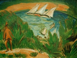 Segelboote im Sturm, 1912 von Ernst Ludwig Kirchner | Leinwand-Kunstdruck