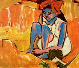 Das blaue Mädchen in der Sonne, 1910 von Ernst Ludwig Kirchner | Leinwand-Kunstdruck