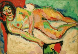 Liegender Akt mit Fächer, 1906 von Ernst Ludwig Kirchner | Leinwand-Kunstdruck