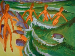 Bathers on the Beach (Fehmarn), 1913 by Ernst Ludwig Kirchner | Canvas Print