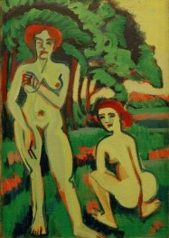 Two Green Girl Nudes with Red Hair, 1909 by Ernst Ludwig Kirchner | Canvas Print