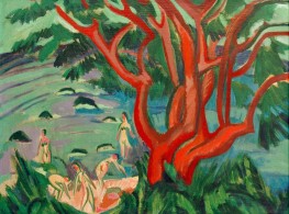 Red tree at the beach, 1913 by Ernst Ludwig Kirchner | Canvas Print