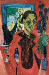Self-Portrait with cat, 1920 by Ernst Ludwig Kirchner | Canvas Print