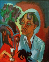 The Painter Stirner with a Cat, 1919 by Ernst Ludwig Kirchner | Canvas Print