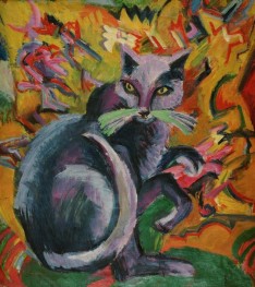 Grey cat on cushion, 1919 by Ernst Ludwig Kirchner | Canvas Print