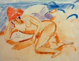Nude with red hat, 1912 by Ernst Ludwig Kirchner | Canvas Print