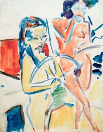 Fränzi with Bow and Nude, 1910 by Ernst Ludwig Kirchner | Canvas Print