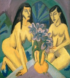 Two Yellow Nudes with Flowers, 1914 by Ernst Ludwig Kirchner | Canvas Print