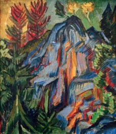 Landscape with blue rocks and waterfall, 1919 by Ernst Ludwig Kirchner | Canvas Print