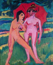 Two Girls under an Umbrella, 1910 by Ernst Ludwig Kirchner | Canvas Print