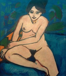 Nude on a blue ground, 1911 by Ernst Ludwig Kirchner | Canvas Print