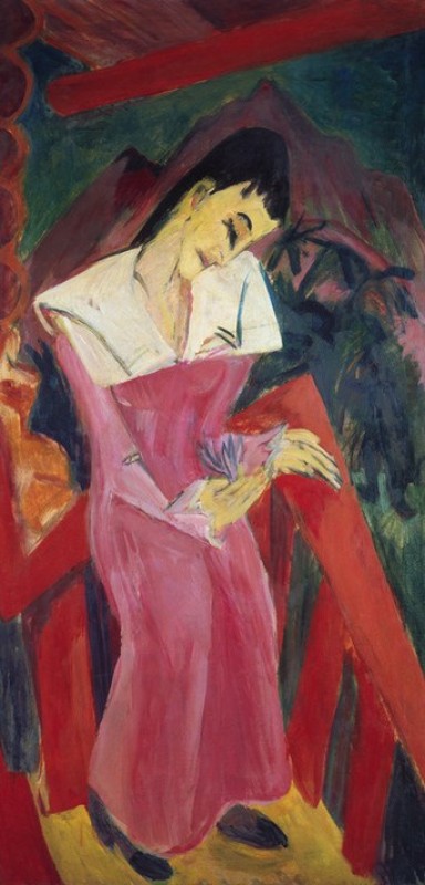 Dame in Rosa, 1910 | Ernst Ludwig Kirchner | Giclée Leinwand-Kunstdruck