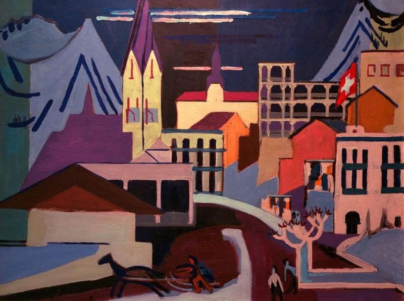 Davos – Platz am Bahnhof, 1931 | Ernst Ludwig Kirchner | Giclée Leinwand-Kunstdruck
