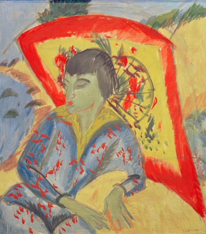 Erna mit Japanschirm (Japanerin), 1913 | Ernst Ludwig Kirchner | Giclée Leinwand-Kunstdruck