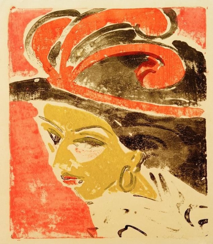 Kokottenkopf with Federhut, 1909 | Ernst Ludwig Kirchner | Giclée Paper Art Print