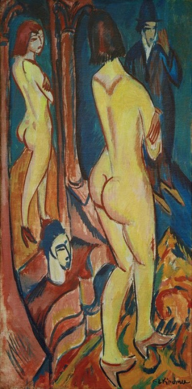 Back View of Nude with Mirror and Man, 1912 | Ernst Ludwig Kirchner | Giclée Canvas Print