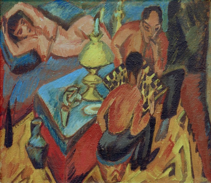 Erich Heckel and Otto Mueller Playing Chess, 1913 | Ernst Ludwig Kirchner | Giclée Canvas Print