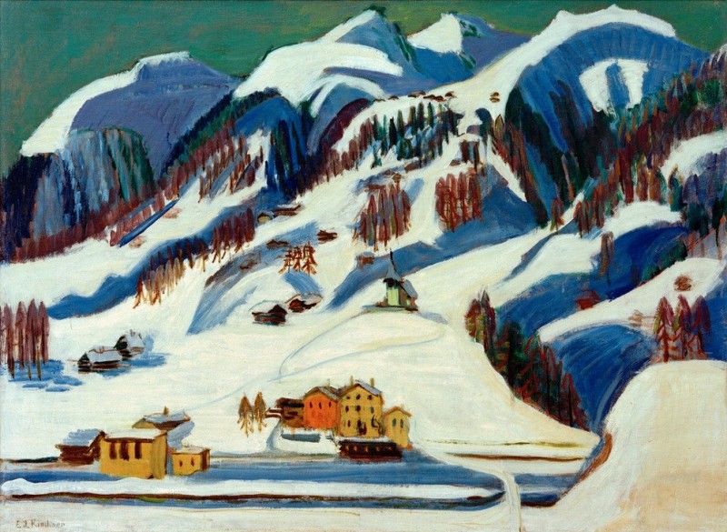 Mountains and Houses in the Snow., 1924 | Ernst Ludwig Kirchner | Giclée Canvas Print