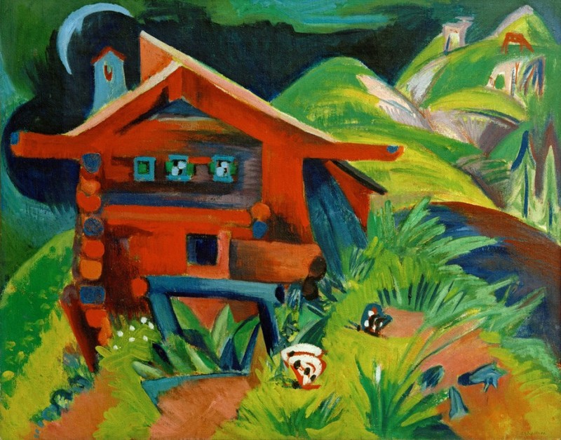 Alphütte; Rotes Alphaus, 1919 | Ernst Ludwig Kirchner | Giclée Leinwand-Kunstdruck