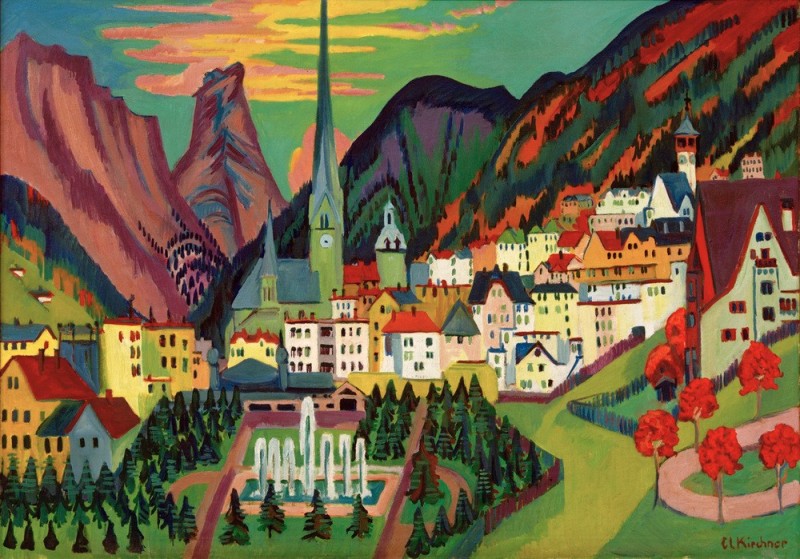 Davos with Church. Davos in the Summer, 1925 | Ernst Ludwig Kirchner | Giclée Canvas Print