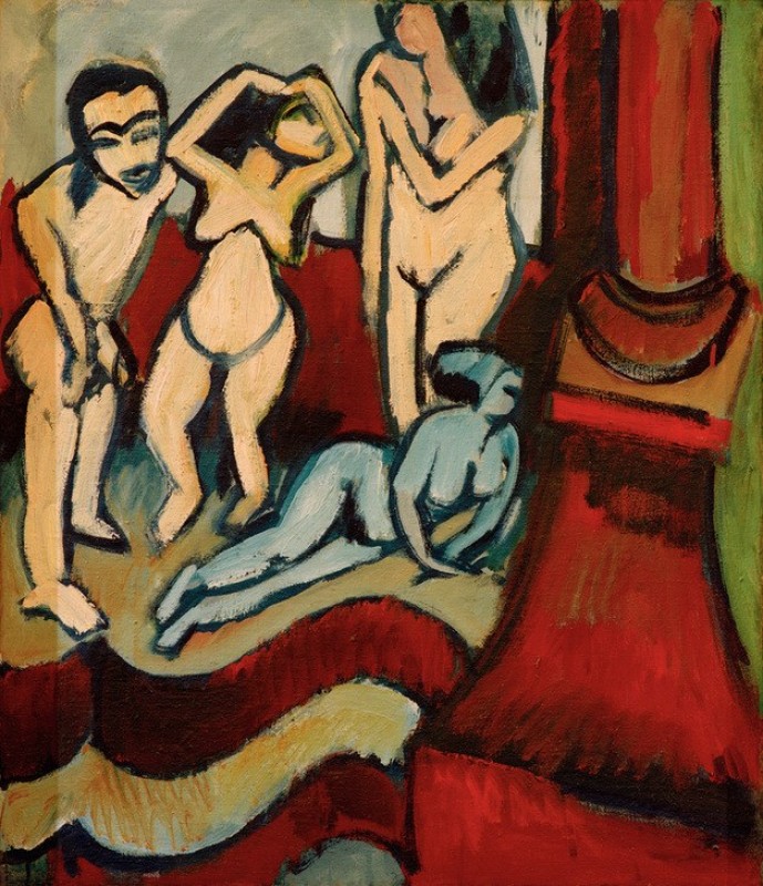 Vier Holzplastiken, 1912 | Ernst Ludwig Kirchner | Giclée Leinwand-Kunstdruck