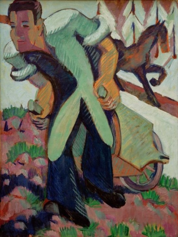 Peasant Pulling a Wheelbarrow, 1925 | Ernst Ludwig Kirchner | Giclée Canvas Print