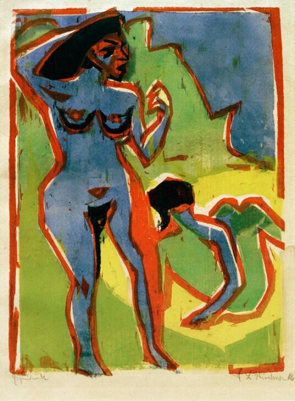 Badende Frauen (Moritzburg), 1910 | Ernst Ludwig Kirchner | Giclée Papier-Kunstdruck