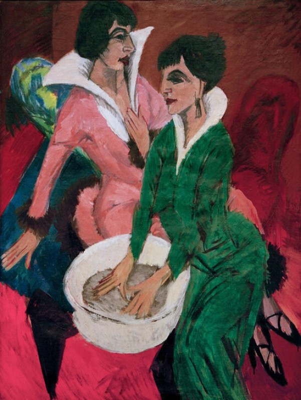 Two Women at the Washbasin; The Sisters, 1913 | Ernst Ludwig Kirchner | Giclée Canvas Print