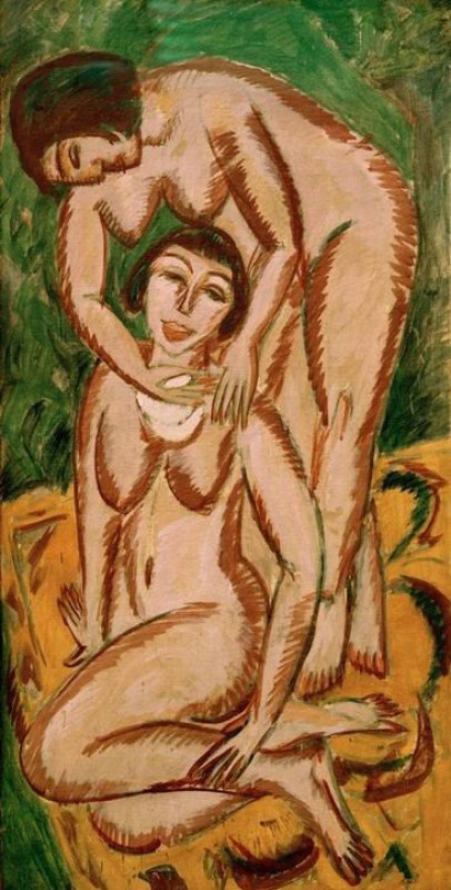 Two Female Nudes in Vertical Format, 1911 | Ernst Ludwig Kirchner | Giclée Canvas Print