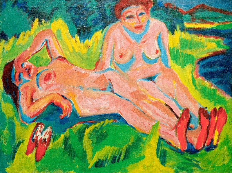 Zwei rosa Akte am See, 1920 | Ernst Ludwig Kirchner | Giclée Papier-Kunstdruck