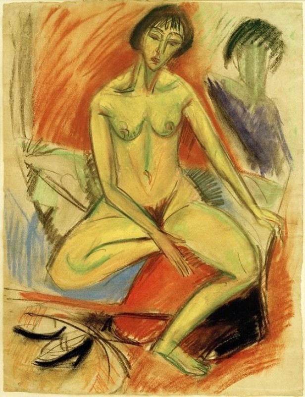Seated female nude, 1912 | Ernst Ludwig Kirchner | Giclée Paper Art Print