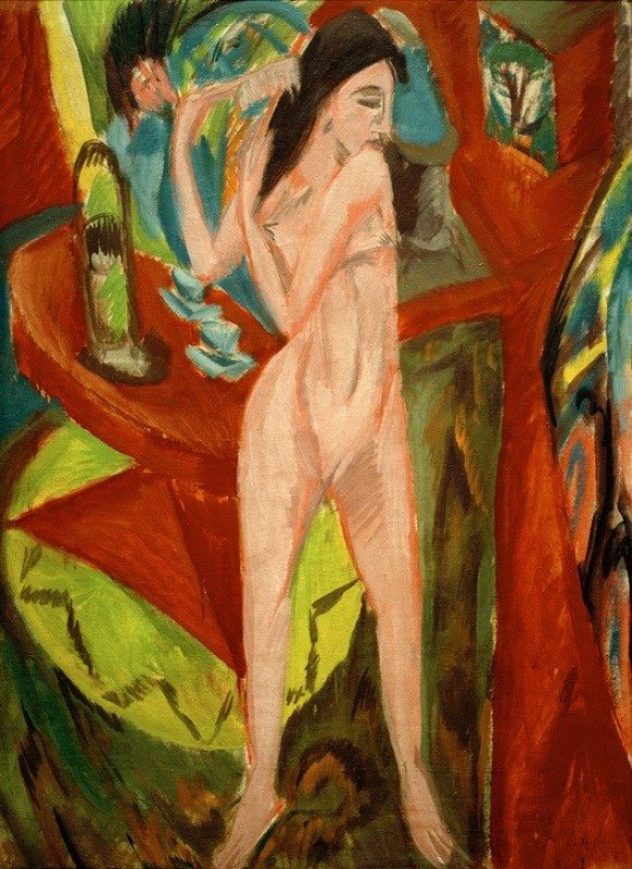 Sich kaemmender Nude, 1913 | Ernst Ludwig Kirchner | Giclée Canvas Print