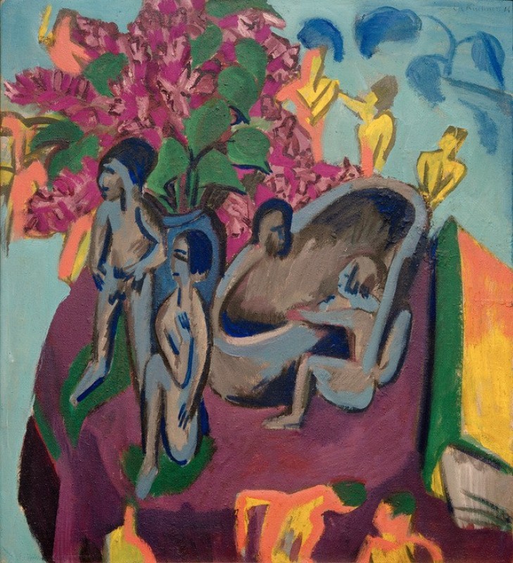– Still life with scultpures and flowers, 1912 | Ernst Ludwig Kirchner | Giclée Canvas Print