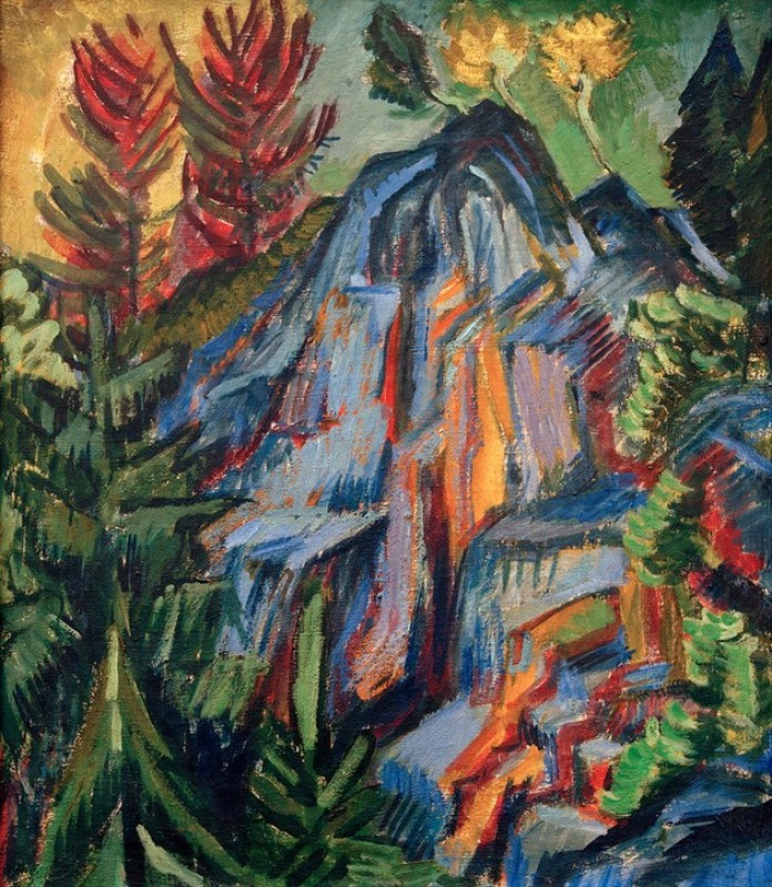 Landscape with blue rocks and waterfall, 1919 | Ernst Ludwig Kirchner | Giclée Canvas Print