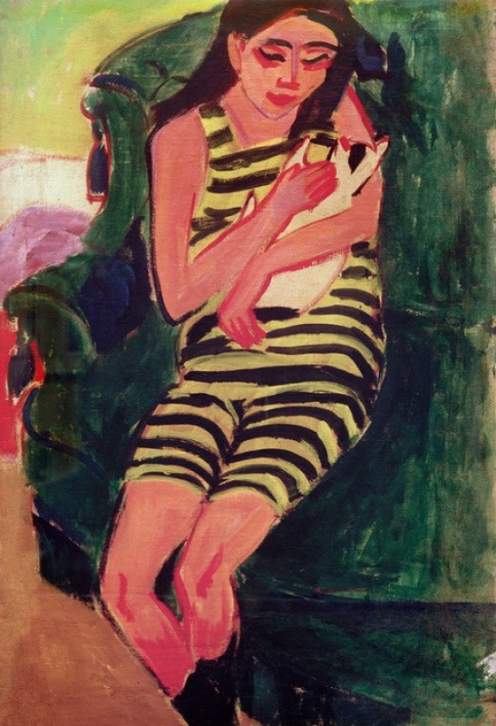Fränzi with Cat, 1909 | Ernst Ludwig Kirchner | Giclée Canvas Print