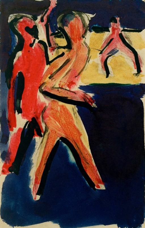 Postcard to Erich Heckel dated 23.6.1910 (Bathers at the Elbe III), 1910 | Ernst Ludwig Kirchner | Giclée Paper Art Print