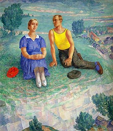 Spring, 1935 von Kuzma Petrov-Vodkin | Leinwand Kunstdruck
