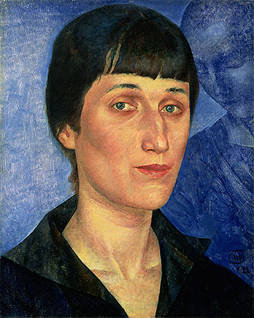 Portrait of Anna Akhmatova, 1922 | Kuzma Petrov-Vodkin | Giclée Leinwand Kunstdruck