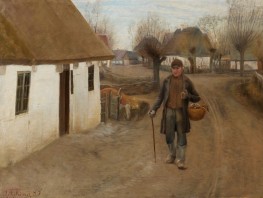 Country Road with a Walking Man. Winter, 1887 | Laurits Andersen Ring