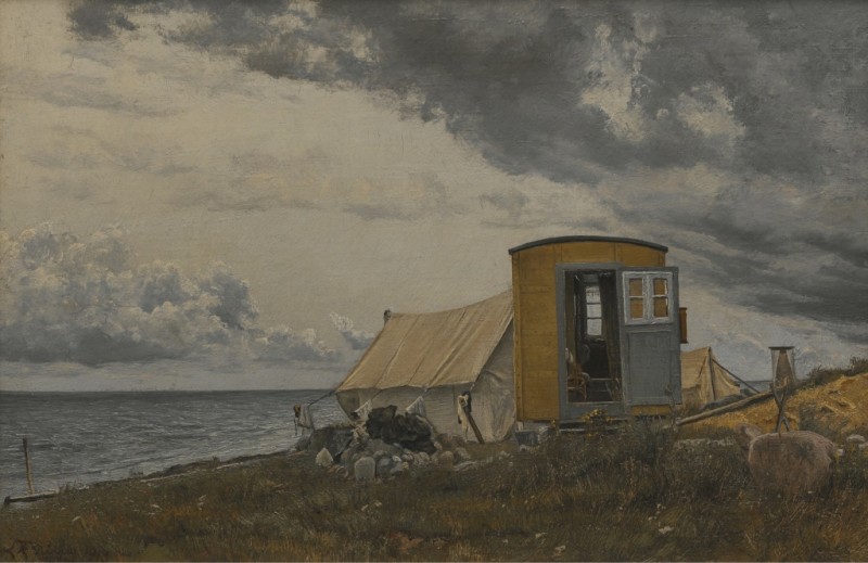 View of a Shore with the Artist's Wagon and Tent at Enö, 1913 | Laurits Andersen Ring | Giclée Canvas Print