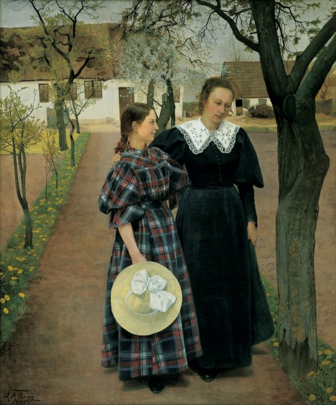 Spring. Ebba and Sigrid Kähler, 1895 | Laurits Andersen Ring | Giclée Canvas Print