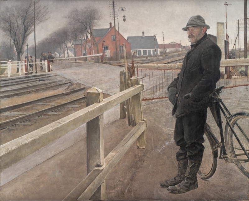 Waiting for the Train. Railway Crossing at Roskilde Road, 1914 | Laurits Andersen Ring | Giclée Canvas Print