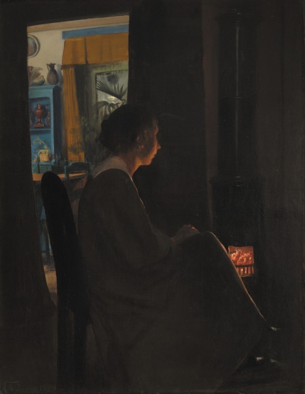 Twilight. the Artist's Wife by the Stove, 1898 | Laurits Andersen Ring | Giclée Canvas Print