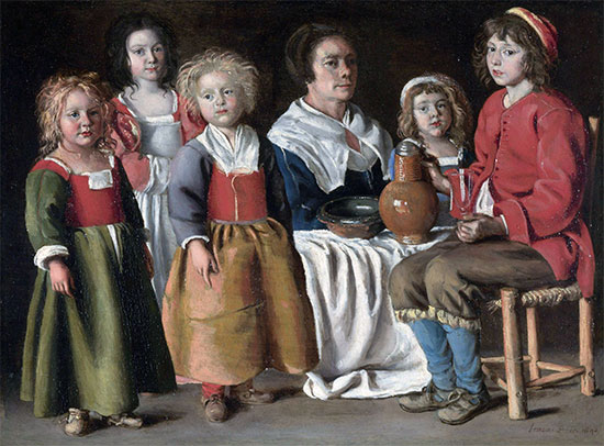 Le Nain Brothers | A Woman and Five Children, 1642 | Giclée Canvas Print