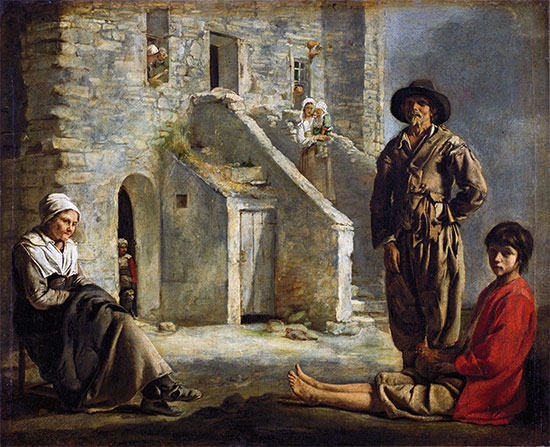 Le Nain Brothers | Peasants Before Their House, c.1641 | Giclée Canvas Print