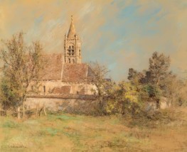 Landschaft mit Kirche, 1900s | Leon-Augustin Lhermitte