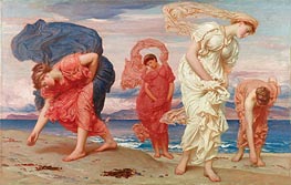 Greek Girls Picking up Pebbles by the Sea, 1871 von Frederick Leighton | Leinwand Kunstdruck