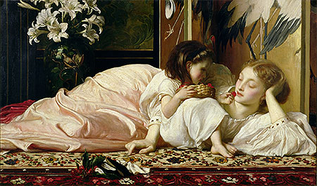 Mother and Child (Cherries), c.1865 | Frederick Leighton | Giclée Leinwand Kunstdruck